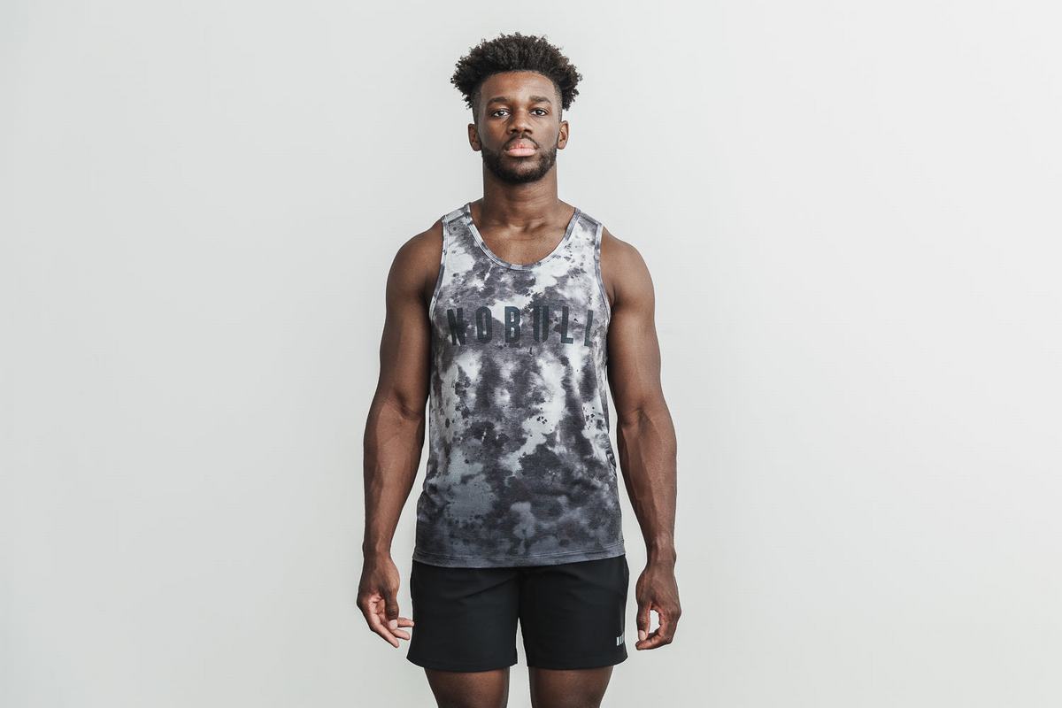 Nobull Dip-Dye Men\'s Tank Tops White Black | Australia (KC4702)